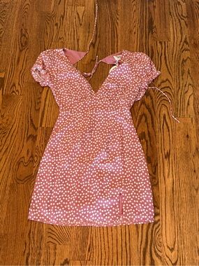 Pink Flower Short-Sleeve Dress